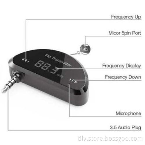 Super Black Car 3.5mm FM Transmitter for Smart Phone
